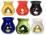 Mkd2 Rise Ceramic Aroma Diffuser Oil Burner I Aroma Oil Diffuser Lamp for Home Fragrance Set of 6 (Multicolor - Red Yellow Blue White Black Green)