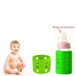 Safe-o-kid Silicone Baby Feeding Bottle Cover, Sleeve, Holder, Insulated Protection, All Bottle Types, S-Size 60 Ml, Green Pack of 2