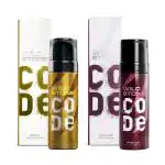Wild Stone CODE Gold and Iridium Body Perfume for Men, Pack of 2 (150ml each)|No Gas Deodorant|Long Lasting Body Spray
