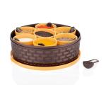 Groupon Masala Rangoli Box Dabba for Keeping Spices | Spice Box for Kitchen | Plastic Wooden Style Masala Box | Masala Container | Masala Dabba (Brown Round)