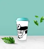 AKP SUBLIMATION Dancing Panda Theme Multicolor Ceramic Tumbler 350 ml