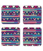 Whats Your Kick Pattern Design Blue Beautiful Pattern Design Printed Set of 4 Coaster With Metal Stand