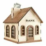 B SQUARE Farmhouse theme Wooden Box with chimney cum Piggy Bank