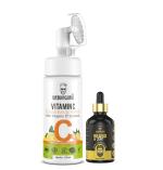 URBANGURU Beard And Hair Growth Oil (30ml) & Vitamin C Foaming Face Wash Powered by Vitamin C & Turmeric - 150ml