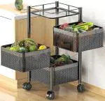 Craftbin 3 Layer Kitchen Trolley for Fruit Vegetable Kitchen Storage Rack Stand for Onion Potato