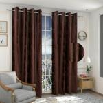 GOYCORS Brown Printed Polyester Long Door Curtain 8 ft