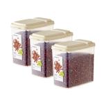 Lock & Lock Easy to Open and Close Dry Food Storage Container with Ivory Flip Lid, 1.6 Liters, Transparent, Set of 3 (HTE535)