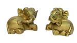 Kalarambh Brass Hathi / Elephant Pair Idol Murti Statue for Home Vastu Pooja Puja Mandir Office Table Decor Collectible Handicraft Art, Yellow, 5 x 1.5 x 1.4 Inch (L x W x H)