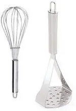 Lumzia Combo of Potato Masher with Stainless Steel Egg Beater