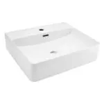 JAQUAR FLORENTINE Series Table Top WASH BASIN (White) With Faucet Hole | 450x580x165mm, Rectangle | Ceramic Basin/Sink for Bathroom, Living Room | Table / Counter Top | FLS-WHT-5933