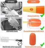 3 in 1 Multifunctional Cleaning Brush for Water Bottles, Sponge Long Bottle Brush, and Carrot-Shaped Bottle Cleaning Brushes, Suitable for Cleaning Bottles, Cups, and Glasses