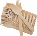 ALU-FRESHH Wooden Fork 100 Pack 140mm / 5.51 inch Fork, Fork Utensils for Party Food Grade Bamboo Fork, Big Size Use & Throw Fork for Parties, Weddings, Travel, Camping, Events