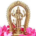 Aalayam Selveer Handmade Brass Murugan Statue (8.5 x 4.5 cm)