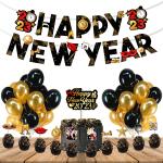 Festiko 37 Pcs Happy New Years Decorations Combo (Banner, Cake Topper, Cup Cake Toppers, Balloons), New Years Eve Party Supplies 2023