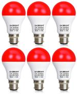 3A BRIGHT 9-Watt B22 Round Red LED Bulb (Pack of 6)