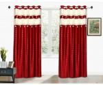 Tanyugg Printed Maroon Polyester Window Curtain 5x4 ft (Design Ruby Coins)
