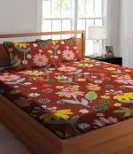 RD TREND Presents King Size Elastic Fitted Double Bedsheets with 2 Pillow Covers- Brown