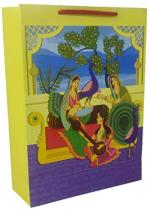 Tasche Multicolor Tambura Design Paper Gift Bag For Gifting Presents (28 x 20 x 7.5 cm) Pack Of 20