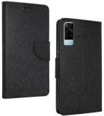 AmericHome Vivo Y53S, V2058 Black Artificial Leather Shock Proof Mobile Flip Cover