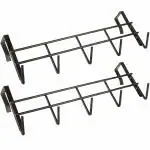 amiciTools Over Door Hook Hanger- 5 Hooks, Alloy Steel Hanging Organizer Rack with No Drilling Required for 4 cm Thick Door (Black) (Pack of 2)