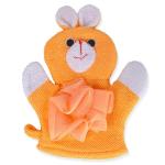 Babymoo Orange Cotton Cute Puppy Bath Time Fun Hand Puppet Loofah Bath Glove