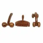 DIVINE Handmade Wooden Set of 3 Body Massager Roller - Relaxation/Improved Blood Circulation/Body Stress/Acupressure and Acupuncture Cutter Massagers for Men and Women's (Wooden)