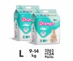 Champs baby diaper soft & dry baby pant diapers- Large Size ( 62 Pcs) (Pack of 2)