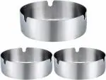 Olrada Pack of 3 Cigar Ashtray Round Stainless Steel Ash Tray Suitable for Cigarette Ash Holder