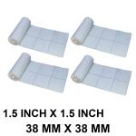 VCR 1.5 x 1.5 Direct Thermal Barcode Label Sticker - 1.5 x 1.5 inches - 38mm x 38mm - 2 Ups - 2000 Labels Per Roll - Pack of 4 Rolls - White Self Adhesive Barcoding Sticker 1 inch core