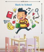 Lanstick Vinyl Multicolor Kid Back To School Running Wall Sticker Self Adhesive Wall Sticker26 inch