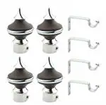 GLOXY ENTERPRISE Stainless Steel & ABS Curtain Brackets Parda Holders with Support Fittings 1 Inch Rod Pocket Finials Designer Door and Window (Brown, 2 Pair)