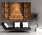 KYARA ARTS Multiple Frames Beautiful buddha Wall Painting for Living Room Home decor, Bedroom, Office, Hotels, Drawing Room Wooden Framed Digital Painting (50inch x 30inch)90