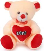 Kashish Trading Company Love Heart Soft Stuffed Teddy Bear ,Cearm - 45 cm (Beige)