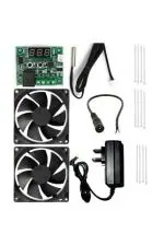 Robotbanao Combo for DIY Incubator, W1209 Thermostat + 12v 2Amp Adapter + 2 Piece 3 inch fan + 8 Pieces Ties 10 Inch + 1 DC Female Connector For DIY Incubator Temperature Sensor RB-1263-2-MFN-H6