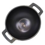 Platt CasIRON Super Smooth Pre-Seasoned Cast Iron Looped Kadai 7 inch (18cm) with Sturdy Cast Iron 2 Side Handles, 1L , Brown, LPG & Induction Friendly