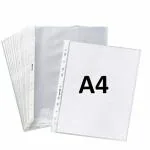 TULMAN 50 Pcs Transparent A4 Size Document Sleeves 200 Micron Thickness Leaf Waterproof Clear Sheet Protector 11 Holes Punched Ring Files