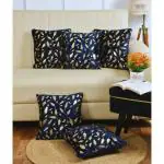 Homecrown Soft Velvet Fabric Feather Print Decorative Faux Fur Cushion Covers 16X16 Inch Set Of 5 For Couch, Sofa, Bed (Grey)