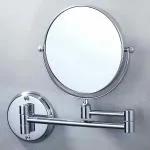 Plantex Stainless Steel Body Two-Sided 360 Swivel Mirror Wall Mounted With 10X Magnification, Chrome Finished (8 Inches 10X)(Rectangular) Framed