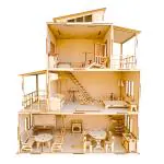 LIME SHADES 3 Floored Doll House with Set of 23 Miniature furnitures as Doll House Accessories playset