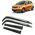Kingsway Car Wind Deflectors Rain Guard Window Visor for Tata Tiago 2020, 2021, 2022, 2023, 2024, 2025 Model, Car Door Visor with Chrome Lining Online India, Car Sun Shades