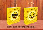 Omnipresent Pack 90 GSM Paper Emoji Smiley Printed Attractive Party Gift Bags, Set of 24, Ideal for Birthday Return Gifts, Kids Party, & Gifting on Special Occasions (Size: 11.4x9.4x4.7 inch)