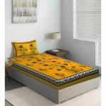 Zoya Fabrics Yellow Cotton 144 Tc Jaipuri Prints Single Bedsheet With a Pillow Cover