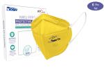 LA'FORTE N95 Reusable Face Mask, Protective 5 Layered Filtration with Melt Blown and Hot Air Cotton Layers, Ear Loop Style, Yellow 6 Pcs