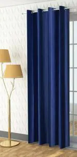 Parda Online Navy Blue Long Crush Solid Eyelet Plain Window Curtain 9ft, (Pack of 1)