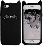 Mcase Black Rubber, Silicon Back Cover For Apple Iphone 6, Apple Iphone 6s (Model - Cat Case - 7466)