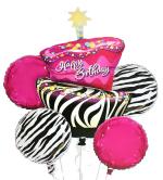 My Party Suppliers Zebra Print Birthday Foil Balloons Pink (pack of 5)