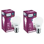 Philips Ace Saver 5-Watt B22 Led Bulb | Crystal White Led Bulb | Pack Of 2