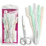 Majestique Stainless Steel 1 Piece Manicure Scissor and 5 Pieces Foldable Reusable Facial Hair Razor for Women and Men (Pack of 6)