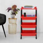 Nilkamal TROL23 4-Shelves Multipurpose Plastic Trolley (Bright Red)