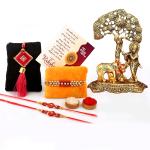 CRAFTAM Rakhi Gifts for Brother - 4 Rakhi set, Krishna Idol, Greeting, Roli Rice Pack